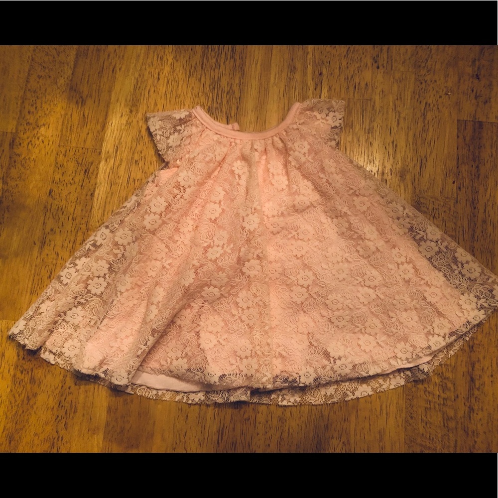 Miss B Onesie Pink Floral Lace Dress